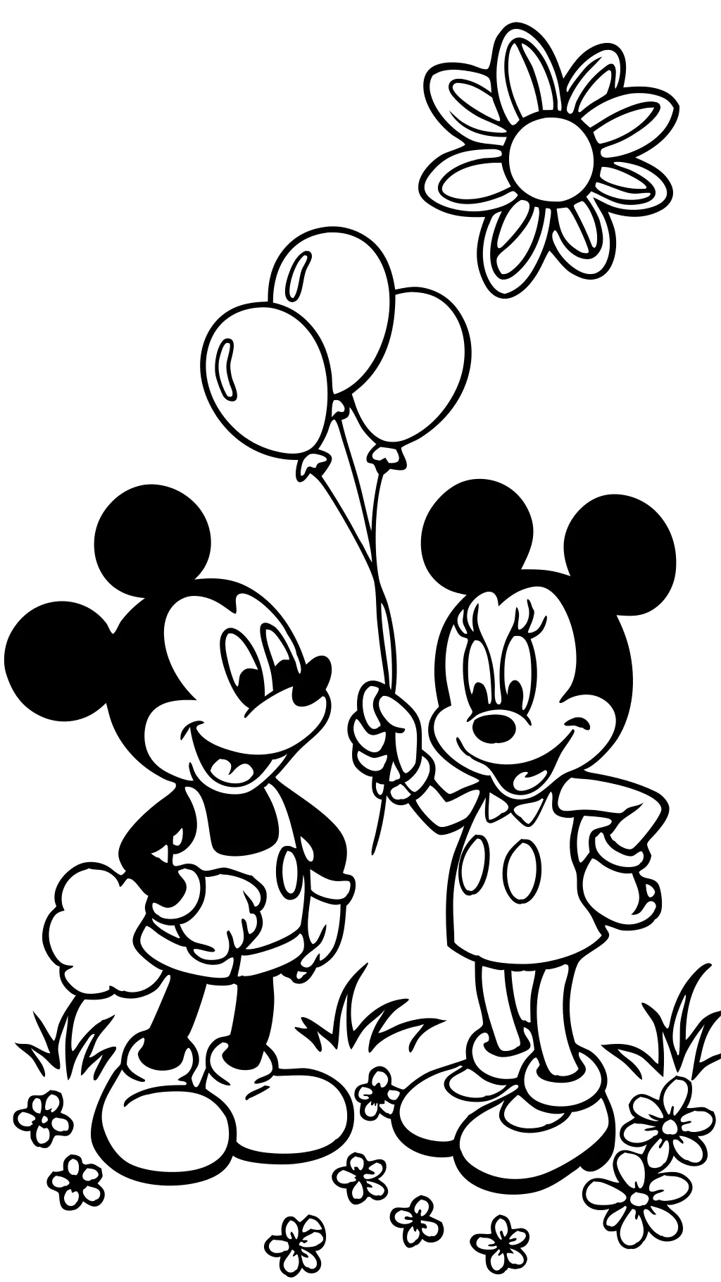 Páginas para colorear de Mickey Mouse y Minnie Mouse